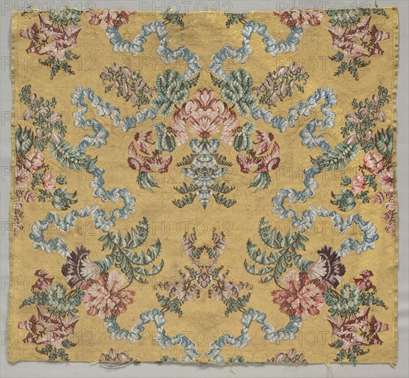 Length of Brocaded Silk, 1723-1774. Style of Jean Baptiste Pillement (French, 1728-1808). Brocade on tabby; silk; overall: 49.1 x 53.5 cm (19 5/16 x 21 1/16 in.).