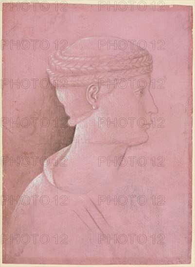 Bust of a Woman (recto), c. 1458. Benozzo Gozzoli (Italian, 1420-1497). Metalpoint with point of brush and brown ink heightened with white gouache; sheet: 20.6 x 14.9 cm (8 1/8 x 5 7/8 in.); secondary support: 24.9 x 20.8 cm (9 13/16 x 8 3/16 in.).