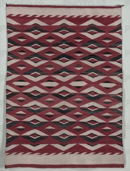 Diamond Network Style Rug, c. 1890-1900. America, Native North American, Southwest, Navajo, Post-Contact, Transitional Period. Tapestry weave: wool (handspun); overall: 182.8 x 130.8 cm (71 15/16 x 51 1/2 in.)