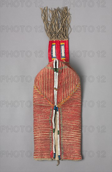 Cradle Board, c. 1900. America, Native North American, Lakota (Sioux), Post-Contact. Leather, quills, beads; overall: 20.3 x 22.9 cm (8 x 9 in.).
