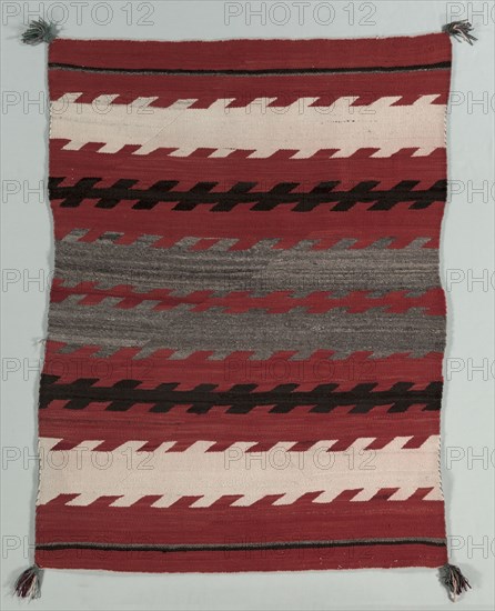 Banded Rug, c. 1890-1900. America, Native North American, Southwest, Navajo, Post-Contact, Transitional Period. Tapestry weave: cotton and wool: (handspun and Germantown); overall: 159 x 119 cm (62 5/8 x 46 7/8 in.)