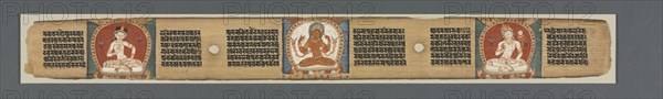 Perfection of Wisdom in Eight Thousand Lines: Ashtasahasrika Prajnaparamita: Decorated Leaf, 1119. India, Bihar, Vikramashila Monastery. Ink and color on palm leaf; leaf: 5.4 x 56.2 cm (2 1/8 x 22 1/8 in.).