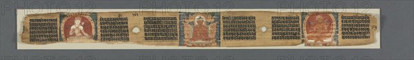 Perfection of Wisdom in Eight Thousand Lines: Ashtasahasrika Prajnaparamita: Decorated Leaf, 1119. India, Bihar, Vikramashila Monastery. Ink and color on palm leaf; leaf: 5.4 x 56.2 cm (2 1/8 x 22 1/8 in.).