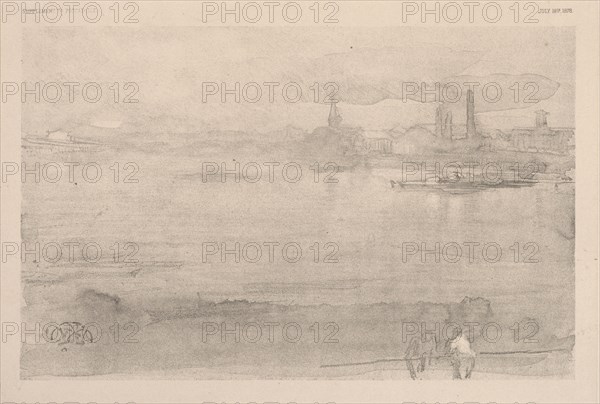 Early Morning:  The Thames at Battersea, 1878. James McNeill Whistler (American, 1834-1903). Lithograph