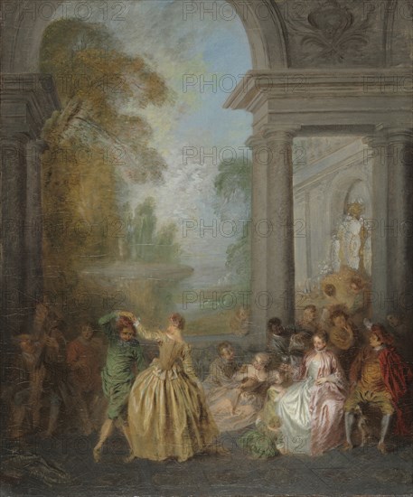 Dancers in a Pavilion, 1720s. Jean-Baptiste Pater (French, 1695-1736). Oil on canvas; framed: 79.5 x 70 x 10.5 cm (31 5/16 x 27 9/16 x 4 1/8 in.); unframed: 55.3 x 47 cm (21 3/4 x 18 1/2 in.).