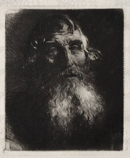 Study of an Old Man's Head. Hubert von Herkomer (British, 1849-1914). Etching and roulette