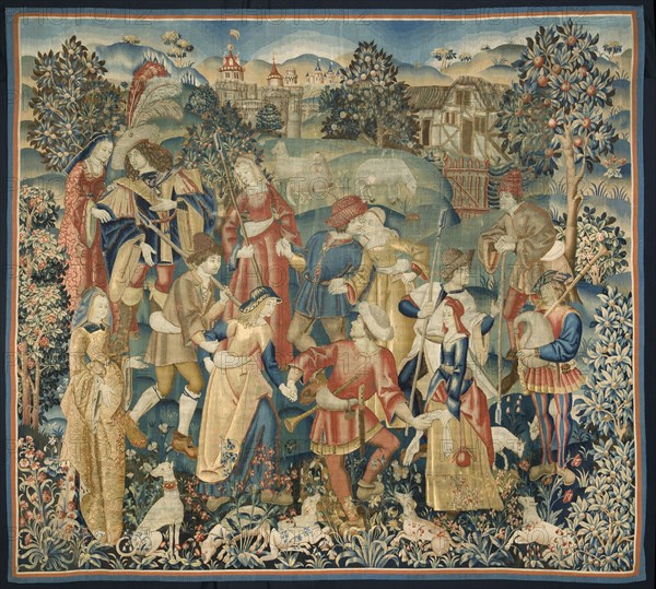 Shepherds in a Round Dance, around 1500. Netherlands, early 16th century. Tapestry weave: wool and silk; overall: 360.5 x 401.1 cm (141 15/16 x 157 15/16 in.).