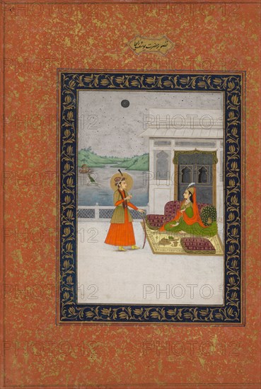 Yusuf and Zulaykha meeting, c. 1764. India, Provincial Mughal, Lucknow, 18th century. Opaque watercolor, gold and ink on paper; overall: 40.5 x 28 cm (15 15/16 x 11 in.); average: 21.5 x 15 cm (8 7/16 x 5 7/8 in.).