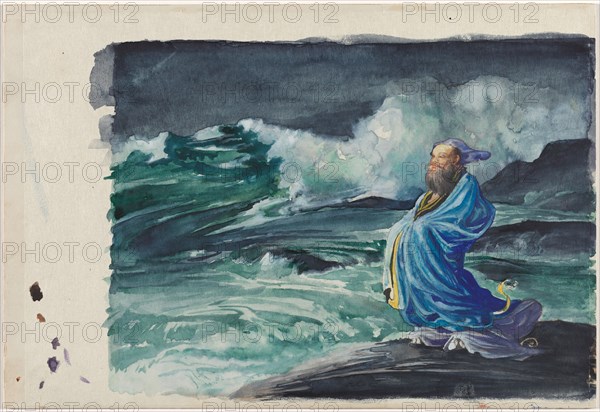A Rishi Stirring Up a Storm, 1897. John La Farge (American, 1835-1910). Watercolor and gouache over graphite; sheet: 27.3 x 38.9 cm (10 3/4 x 15 5/16 in.); image: 25 x 33.7 cm (9 13/16 x 13 1/4 in.); secondary support: 28 x 40.8 cm (11 x 16 1/16 in.).