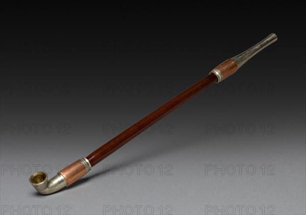 Tobacco Pipe, 19th century. Japan, Edo Period (1615-1868). Wood, silver, brass, and copper; overall: 19.8 cm (7 13/16 in.).