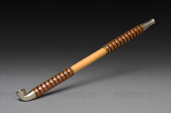 Tobacco Pipe, late 1800s-1900s. Japan, late 19th-20th century. Bamboo, metal, silver/brass alloy, and copper (?); overall: 24.5 cm (9 5/8 in.).