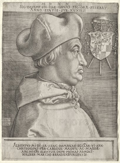 Cardinal Albrecht of Brandenburg - The Large Plate, 1523. Albrecht Dürer (German, 1471-1528). Engraving