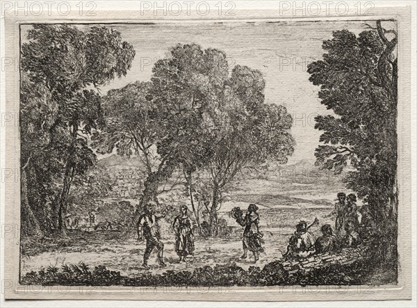 Landscape with a Country Dance (Small Plate), c. 1637. Claude Lorrain (French, 1604-1682). Etching