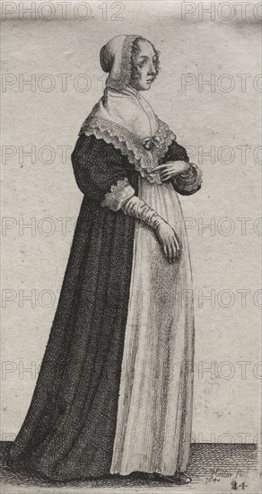 The Several Habits of English Women, from the Nobility to the Country Women as they are in these times:  The Woman with a High Neckcloth, 1640. Wenceslaus Hollar (Bohemian, 1607-1677). Etching