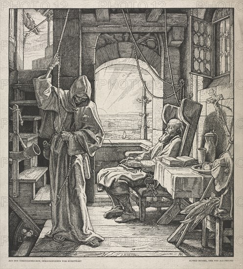 Dance of Death: Death as a Friend, 1850. Alfred Rethel (German, 1816-1859). Woodcut
