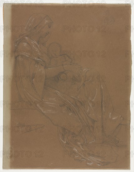 The Virgin and Child, second half 19th century. William Adolphe Bouguereau (French, 1825-1905). Graphite heightened with white chalk; small sketch upper right in graphite; sheet: 31.4 x 24.2 cm (12 3/8 x 9 1/2 in.).