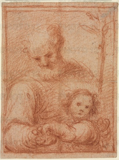 Joseph and Child (recto), 16th century. Italy, 16th century. Red chalk; sheet: 12 x 9.1 cm (4 3/4 x 3 9/16 in.); image: 11.3 x 8.5 cm (4 7/16 x 3 3/8 in.).