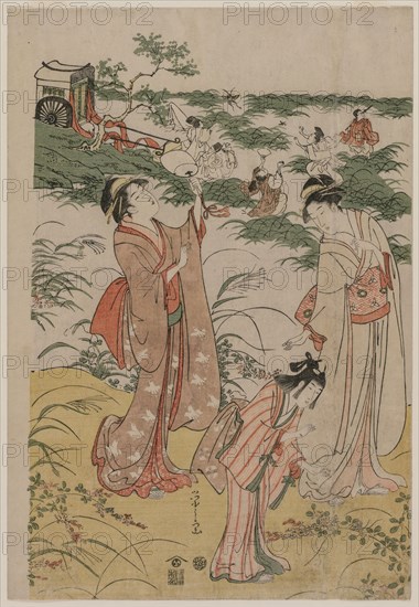 Women Chasing Crickets on an Autumn Moor, early 1790s. Chobunsai Eishi (Japanese, 1756-1829). Color woodblock print; sheet: 36.9 x 25.2 cm (14 1/2 x 9 15/16 in.).