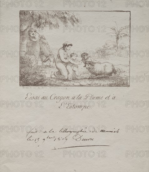 Holy Family on the Flight into Egypt, 1809. Dominique Vivant Denon (French, 1747-1825). Lithograph; sheet: 23.7 x 19.2 cm (9 5/16 x 7 9/16 in.); image: 9.7 x 14.1 cm (3 13/16 x 5 9/16 in.)