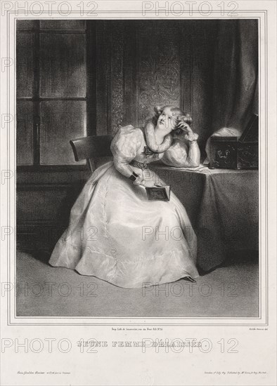 Reverie. Achille Devéria (French, 1800-1857). Lithograph