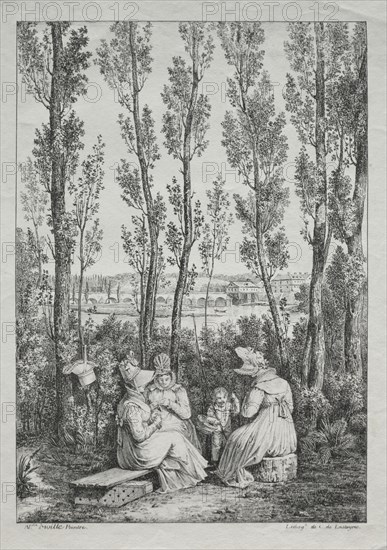 The Picnic. After Alexandre Moitte (French, 1750-1828), Charles Philibert Lasteyrie du Saillant (French, 1759-1849). Lithograph; sheet: 31 x 23.4 cm (12 3/16 x 9 3/16 in.); image: 26.3 x 18.4 cm (10 3/8 x 7 1/4 in.)