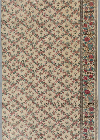 Roller-Printed Glazed Chintz with Flower and Vase Design, 1800s. England, 19th century. Roller printed cotton; overall: 258.3 x 92.6 cm (101 11/16 x 36 7/16 in.)
