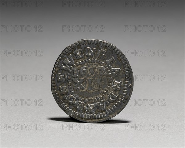 Pine Tree Shilling (reverse), 1652. John Hull (American, 1624-1683), Robert Sanderson (American, 1609-1693). Silver; diameter: 2.6 cm (1 in.).