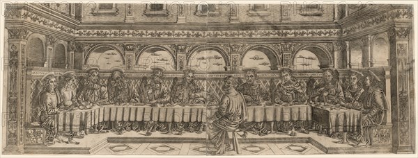 The Last Supper (pair), about 1500. Lucantonio degli Uberti (Italian), after Perugino (Italian, c1450/55-1523). Engraving on two sheets printed from two plates