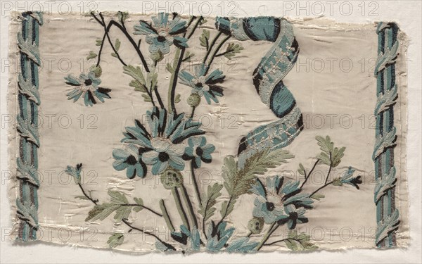 Two Pieces of Embroidery, 1723-1774. Philippe de Lasalle (French, 1723-1805). Embroidery, silk; overall: 23.7 x 40.2 cm (9 5/16 x 15 13/16 in.)
