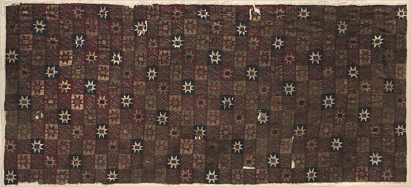 Fragmentary Mantle, c. 1400-1532. Peru, South Coast, Ica Valley ?, Inca Culture, 15th-16th century. Tapestry and fancy twill, brocaded; twill; average: 85.1 x 190.5 cm (33 1/2 x 75 in.)