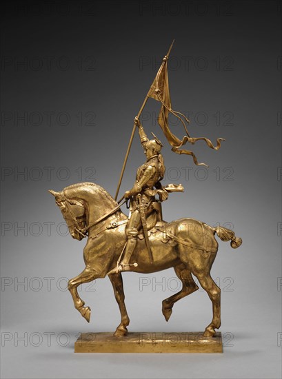 St. Joan of Arc, 1874. Emmanuel Fremiet (French, 1824-1910). Gilt bronze; overall: 47 x 19 x 73.7 cm (18 1/2 x 7 1/2 x 29 in.)