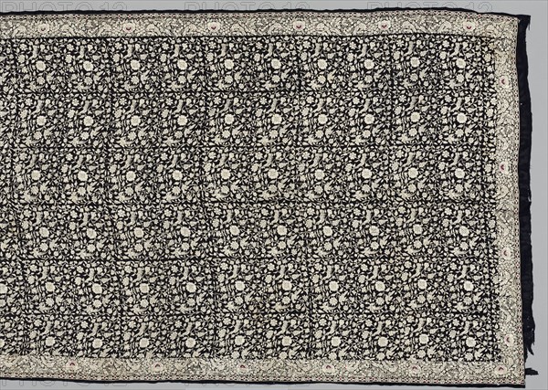 Shawl, 1800s. China, 19th century. Embroidery, silk; overall: 597.8 x 113.4 cm (235 3/8 x 44 5/8 in.).