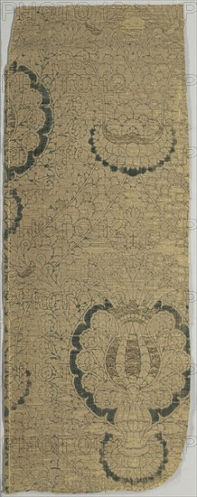 Velvet Fragments, early 16th century. Spain, early 16th century. Velvet (cut, voided, and brocaded): silk and gold thread; overall: 99 x 37 cm (39 x 14 9/16 in.).