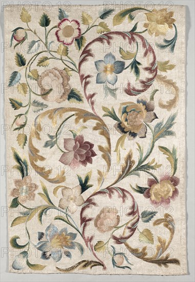 Embroidered Panel, 1800s. Italy, 19th century. Embroidery, silk; overall: 62.9 x 93.4 cm (24 3/4 x 36 3/4 in.)