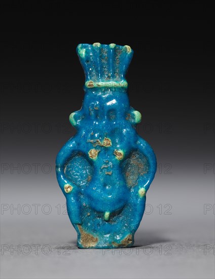 Amulet of Bes, 30 BC-AD 395. Egypt, Greco-Roman Period, Roman Empire. Polychrome faience; average: 3.7 x 1.8 x 0.7 cm (1 7/16 x 11/16 x 1/4 in.).