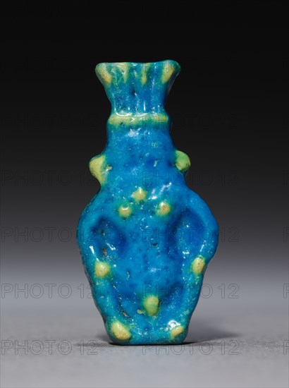 Amulet of Bes, 30 BC-AD 395. Egypt, Greco-Roman Period, Roman Empire. Polychrome faience; average: 3.7 x 1.8 x 0.7 cm (1 7/16 x 11/16 x 1/4 in.).