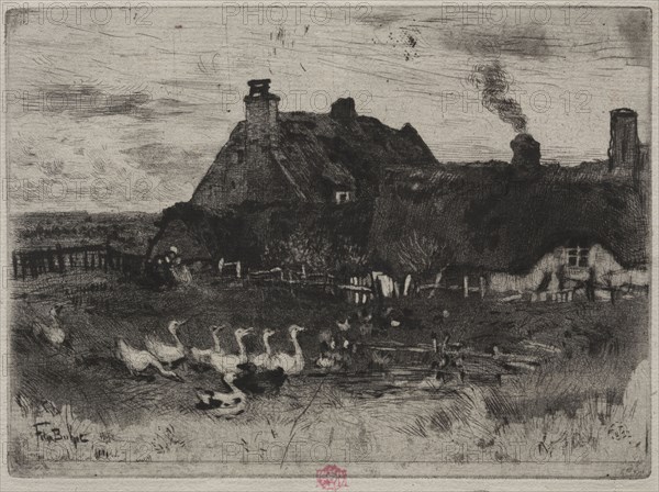 The Little Thatched Cottages, 1878. Félix Hilaire Buhot (French, 1847-1898). Etching, drypoint and aquatint; sheet: 15.8 x 19.9 cm (6 1/4 x 7 13/16 in.); platemark: 10.1 x 13.8 cm (4 x 5 7/16 in.).