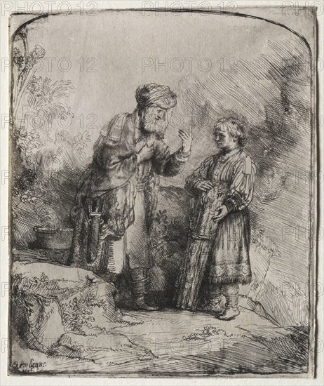 Abraham and Isaac, 1645. Rembrandt van Rijn (Dutch, 1606-1669). Etching with drypoint and burin; sheet: 15.6 x 13.1 cm (6 1/8 x 5 3/16 in.).