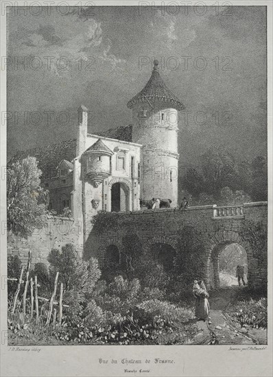 Voyages pittoresques et romantiques dans l'ancienne France.  Franche-Comté:  Vue du Château de Frasne, 1825. James Duffield Harding (British, 1798-1863). Lithograph