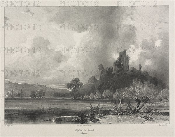 Voyages pittoresques et romantiques dans l'ancienne France.  Bretagne:  Chateau de Penhoet. Eugène Cicéri (French, 1813-1890). Lithograph