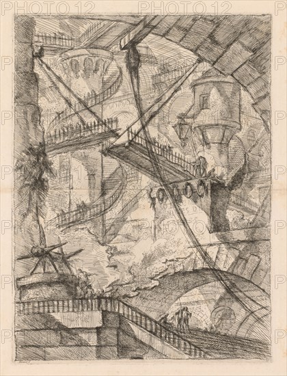 The Prisons:  An Immense Interior with a Drawbridge, 1745-1750. Giovanni Battista Piranesi (Italian, 1720-1778). Etching