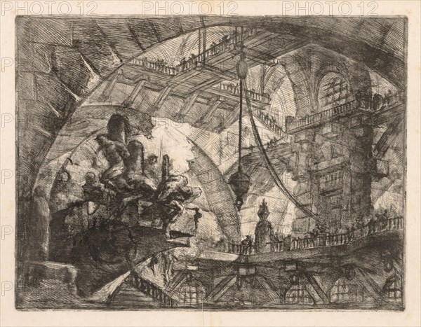 The Prisons:  A Vast Gallery with a  Group of Prisoners, 1745-1750. Giovanni Battista Piranesi (Italian, 1720-1778). Etching
