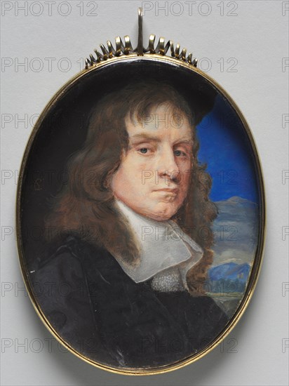 Portrait of a Man, c. 1655. Samuel Cooper (British, 1608/09-1672). Watercolor on vellum; framed: 8.4 x 6.5 cm (3 5/16 x 2 9/16 in.); sight: 8 x 6.3 cm (3 1/8 x 2 1/2 in.).