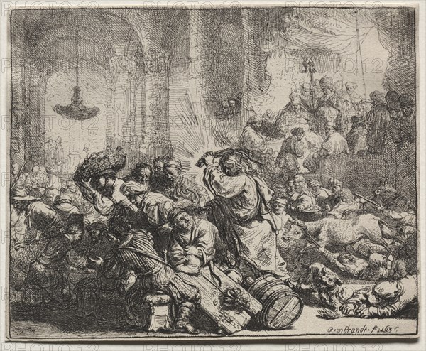 Christ Driving the Money Changers from the Temple, 1635. Rembrandt van Rijn (Dutch, 1606-1669). Etching; sheet: 13.9 x 17.2 cm (5 1/2 x 6 3/4 in.)