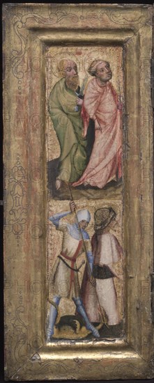 St. Peter and St. Paul; St. George and St. James the Greater, c. 1424. Austria, Salzburg, 15th century. Tempera and gold on wood (oak); unframed: 39 x 10 cm (15 3/8 x 3 15/16 in.).