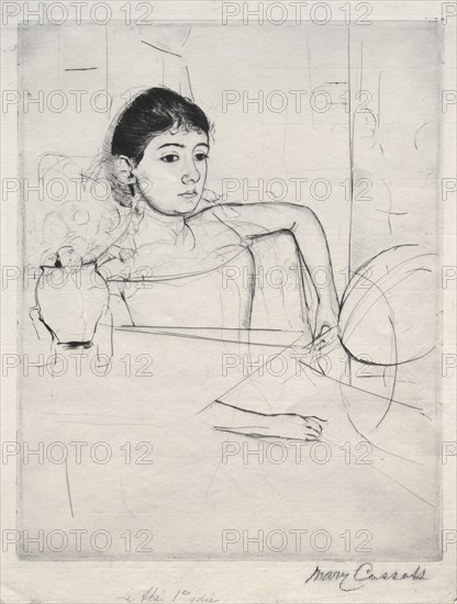 Mimi as a Brunette, 1889. Mary Cassatt (American, 1844-1926). Drypoint