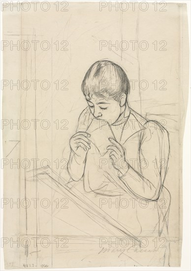 The Letter (recto), 1890-1891. Mary Cassatt (American, 1844-1926). Black crayon and graphite; sheet: 34.6 x 23 cm (13 5/8 x 9 1/16 in.).