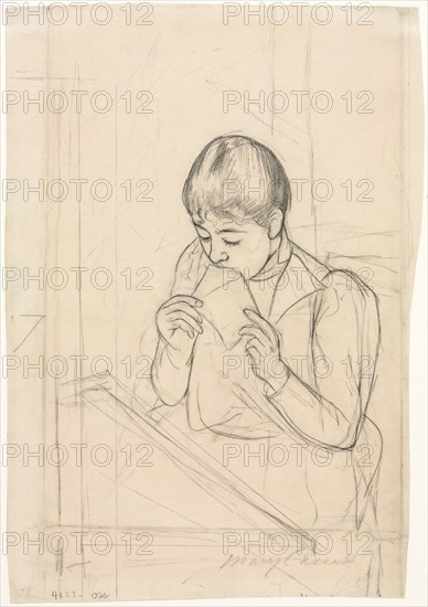 The Letter (recto); The Letter (verso), 1891. Mary Cassatt (American, 1844-1926). Black crayon and graphite; sheet: 34.6 x 23 cm (13 5/8 x 9 1/16 in.).