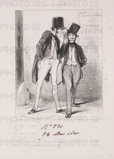 Revers des médailles: Moi qui vous parle, 1840. Paul Gavarni (French, 1804-1866). Lithograph