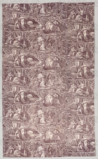 Amorous Scenes, early 1800s. France, Nantes or Rouen ?, early 19th century. Copperplate printed cotton; overall: 200.5 x 118.8 cm (78 15/16 x 46 3/4 in.).